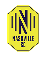 The Nashville SC logo features a yellow octagonal background with a bold navy "N" at the center, and "Nashville SC" written below in navy. Reflecting the pride of a sports turf company, this emblem symbolizes strength and professionalism.